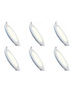 LED Downlight Slim 6 Pack - Inbouw Rond 12W - Natuurlijk Wit 4200K - Mat Wit Aluminium - Ø170mm