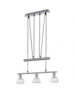 LED Hanglamp - Hangverlichting - Trion Levino - E14 Fitting - Warm Wit 3000K - 3-lichts - Rechthoek - Mat Nikkel - Aluminium