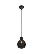 LED Hanglamp - Hangverlichting - Trion Sparko - E14 Fitting - 1-lichts - Rond - Zwart - Hout