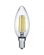 LED Lamp - Kaarslamp - Filament - Trion Kurza - 4W - E14 Fitting - Warm Wit 2700K - Dimbaar - Transparent Helder - Glas