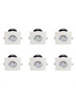 LED Spot 6 Pack - Inbouwspot - Vierkant 6W - Waterdicht IP65 - Natuurlijk Wit 4200K - Mat Wit Aluminium - 90mm