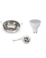 LED Spot Set - GU10 Fitting - Inbouw Rond - Mat Chroom - 6W - Helder/Koud Wit 6400K - Kantelbaar Ø82mm