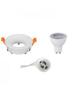 LED Spot Set - GU10 Fitting - Dimbaar - Inbouw Rond - Mat Wit - 6W - Warm Wit 3000K - Ø85mm