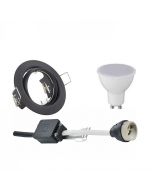 LED Spot Set - GU10 Fitting - Inbouw Rond - Mat Zwart - 6W - Helder/Koud Wit 6400K - Kantelbaar Ø83mm