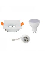 LED Spot Set - GU10 Fitting - Inbouw Vierkant - Mat Wit - 6W - Helder/Koud Wit 6400K - 85mm