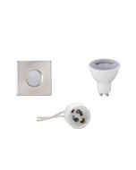 LED Spot Set - GU10 Fitting - Waterdicht IP65 - Dimbaar - Inbouw Vierkant - Mat Chroom - 6W - Natuurlijk Wit 4200K - 82mm