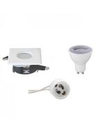 LED Spot Set - GU10 Fitting - Waterdicht IP65 - Dimbaar - Inbouw Vierkant - Mat Wit - 6W - Helder/Koud Wit 6400K - 82mm