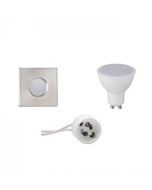 LED Spot Set - GU10 Fitting - Waterdicht IP65 - Inbouw Vierkant - Mat Chroom - 4W - Warm Wit 3000K - 82mm