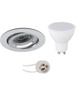 LED Spot Set - Pragmi Aerony Pro - GU10 Fitting - Inbouw Rond - Mat Zilver - 4W - Warm Wit 3000K - Kantelbaar - Ø82mm