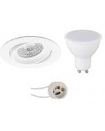 LED Spot Set - Pragmi Delton Pro - GU10 Fitting - Inbouw Rond - Mat Wit - 4W - Warm Wit 3000K - Kantelbaar - Ø82mm