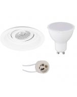 LED Spot Set - Pragmi Domy Pro - GU10 Fitting - Inbouw Rond - Mat Wit - 4W - Warm Wit 3000K - Verdiept - Kantelbaar - Ø105mm