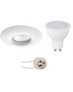 LED Spot Set - Pragmi Luno Pro - Waterdicht IP65 - GU10 Fitting - Inbouw Rond - Mat Wit - 4W - Warm Wit 3000K - Ø82mm