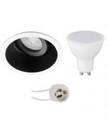 LED Spot Set - Pragmi Zano Pro - GU10 Fitting - Inbouw Rond - Mat Zwart/Wit - 4W - Warm Wit 3000K - Kantelbaar - Ø93mm