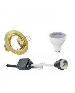 LED Spot Set - Trion - GU10 Fitting - Dimbaar - Inbouw Rond - Mat Goud - 6W - Warm Wit 3000K - Kantelbaar Ø83mm