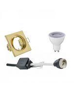 LED Spot Set - Trion - GU10 Fitting - Dimbaar - Inbouw Vierkant - Mat Goud - 6W - Natuurlijk Wit 4200K - Kantelbaar 80mm