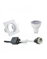 LED Spot Set - Trion - GU10 Fitting - Dimbaar - Inbouw Vierkant - Mat Wit - 6W - Warm Wit 3000K - Kantelbaar 80mm