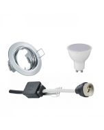 LED Spot Set - Trion - GU10 Fitting - Inbouw Rond - Glans Chroom - 6W - Helder/Koud Wit 6400K - Kantelbaar Ø83mm