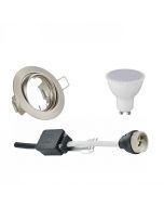 LED Spot Set - Trion - GU10 Fitting - Inbouw Rond - Mat Nikkel - 4W - Warm Wit 3000K - Kantelbaar Ø83mm