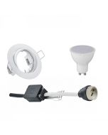 LED Spot Set - Trion - GU10 Fitting - Inbouw Rond - Mat Wit - 4W - Warm Wit 3000K - Kantelbaar Ø83mm