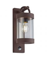 LED Tuinverlichting met Bewegingssensor - Wandlamp Buitenlamp - Trion Semby - E27 Fitting - Rond - Roestkleur - Aluminium