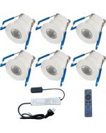 LED Veranda Spot Complete Set - 6 Stuks - 3W - Warm Wit 3000K - Dimbaar - Waterdicht IP65 - Inbouw - Rond - Mat Wit - Aluminium - 12V