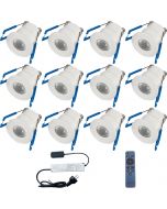 LED Veranda Spot Complete Set - Velvalux - 12 Stuks - 3W - Natuurlijk Wit 4000K - Dimbaar - Waterdicht IP65 - Inbouw - Rond - Mat Wit - Aluminium - 12V