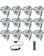 LED Veranda Spot Complete Set - Velvalux - 12 Stuks - 3W - Warm Wit 3000K - Dimbaar - Waterdicht IP65 - Inbouw - Rond - Mat Zilver - Aluminium - 12V