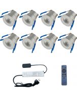 LED Veranda Spot Complete Set - Velvalux - 8 Stuks - 3W - Warm Wit 3000K - Dimbaar - Waterdicht IP65 - Inbouw - Rond - Mat Zilver - Aluminium - 12V