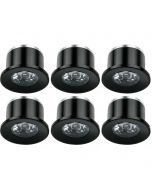 LED Veranda Spot Verlichting 6 Pack - 1W - Warm Wit 3000K - Inbouw - Dimbaar - Rond - Mat Zwart - Aluminium - Ø31mm