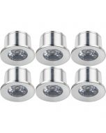 LED Veranda Spot Verlichting 6 Pack - 1W - Natuurlijk Wit 4000K - Inbouw - Rond - Mat Zilver - Aluminium - Ø31mm