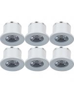 LED Veranda Spot Verlichting 6 Pack - 1W - Warm Wit 3000K - Inbouw - Rond - Mat Wit - Aluminium - Ø31mm