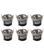 LED Veranda Spot Verlichting 6 Pack - Inbouw Rond 1W - Natuurlijk Wit 4200K - Mat Chroom Aluminium - Ø41mm