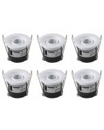 LED Veranda Spot Verlichting 6 Pack - Inbouw Rond 1W - Natuurlijk Wit 4200K - Mat Wit Aluminium - Ø41mm