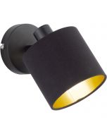 LED Wandspot - Trion Torry - E14 Fitting - 1-lichts - Rond - Mat Zwart - Aluminium/Textiel