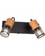 LED Wandspot - Trion Yosh - E14 Fitting - 2-lichts - Rechthoek - Mat Zwart - Aluminium