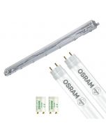 LED Waterdichte TL Armatuur met T8 Buizen - Velvalux Strela - 120cm - Dubbel - Koppelbaar - Waterdicht IP65 - OSRAM - SubstiTUBE Value EM 830 - 32.4W - Warm Wit 3000K | Vervangt 72W