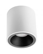 Opbouwspot GU10 - Pragmi Cliron Pro - Opbouw Rond - Mat Wit/Zwart - Aluminium - Verdiept - Ø90mm