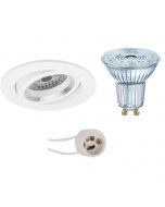 OSRAM - LED Spot Set - Parathom PAR16 927 36D - Pragmi Aerony Pro - GU10 Fitting - Dimbaar - Inbouw Rond - Mat Wit - 3.7W - Warm Wit 2700K - Kantelbaar - Ø82mm