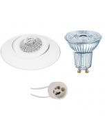 OSRAM - LED Spot Set - Parathom PAR16 927 36D - Pragmi Nivas Pro - GU10 Fitting - Dimbaar - Inbouw Rond - Mat Wit - 3.7W - Warm Wit 2700K - Trimless - Kantelbaar - Ø150mm