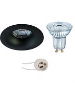 OSRAM - LED Spot Set - Parathom PAR16 927 36D - Pragmi Nora Pro - GU10 Fitting - Dimbaar - Inbouw Rond - Mat Zwart - 3.7W - Warm Wit 2700K - Ø82mm