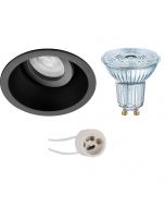 OSRAM - LED Spot Set - Parathom PAR16 927 36D - Pragmi Zano Pro - GU10 Fitting - Dimbaar - Inbouw Rond - Mat Zwart - 3.7W - Warm Wit 2700K - Kantelbaar - Ø93mm