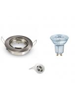 OSRAM - LED Spot Set - Parathom PAR16 930 36D - GU10 Fitting - Dimbaar - Inbouw Rond - Mat Chroom - 3.7W - Warm Wit 3000K - Kantelbaar Ø82mm