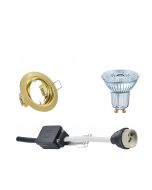 OSRAM - LED Spot Set - Parathom PAR16 927 36D - GU10 Fitting - Dimbaar - Inbouw Rond - Mat Goud - 5.5W - Warm Wit 2700K - Kantelbaar Ø83mm