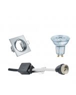 OSRAM - LED Spot Set - Parathom PAR16 930 36D - GU10 Fitting - Dimbaar - Inbouw Vierkant - Glans Chroom - 5.5W - Warm Wit 3000K - Kantelbaar 80mm