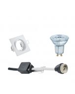 OSRAM - LED Spot Set - Parathom PAR16 930 36D - GU10 Fitting - Dimbaar - Inbouw Vierkant - Mat Wit - 3.7W - Warm Wit 3000K - Kantelbaar 80mm