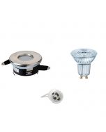 OSRAM - LED Spot Set - Parathom PAR16 927 36D - GU10 Fitting - Waterdicht IP65 - Dimbaar - Inbouw Rond - Mat Chroom - 3.7W - Warm Wit 2700K - Ø82mm