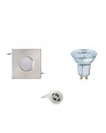 OSRAM - LED Spot Set - Parathom PAR16 930 36D - GU10 Fitting - Waterdicht IP65 - Dimbaar - Inbouw Vierkant - Mat Chroom - 5.5W - Warm Wit 3000K - 82mm