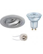 OSRAM - LED Spot Set - Parathom PAR16 940 36D - Pragmi Alpin Pro - GU10 Fitting - Dimbaar - Inbouw Rond - Mat Zilver - 3.7W - Natuurlijk Wit 4000K - Kantelbaar Ø92mm