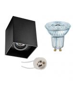 OSRAM - Opbouwspot Set - Parathom PAR16 927 36D - Pragmi Luxina Pro - GU10 Fitting - Dimbaar - Opbouw Vierkant - Mat Zwart - 3.7W - Warm Wit 2700K - Verdiept - Kantelbaar - 90mm