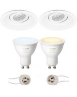 PHILIPS HUE - LED Spot Set GU10 - White Ambiance - Bluetooth - Pragmi Domy Pro - Inbouw Rond - Mat Wit - Verdiept - Kantelbaar - Ø105mm